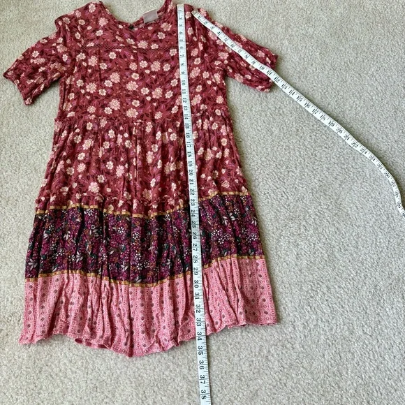 KNOX ROSE Short Sleeved Floral Tiered Boho Dress—SZ. XS - Picture 8 of 14